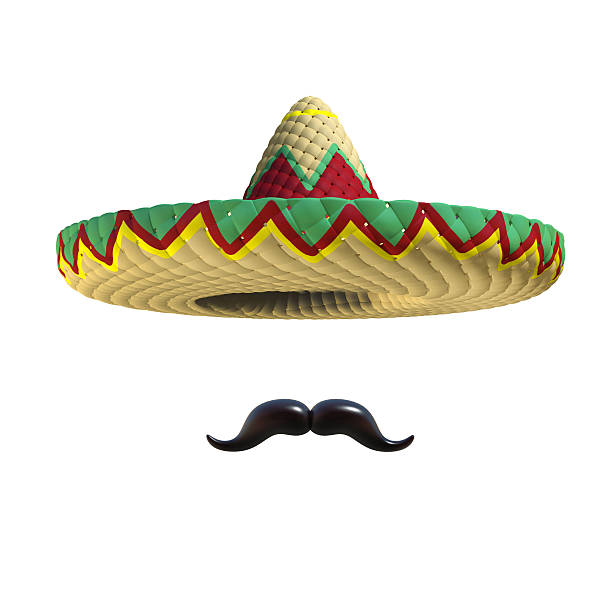 Mexican hat sombrero with mustache stock photo
