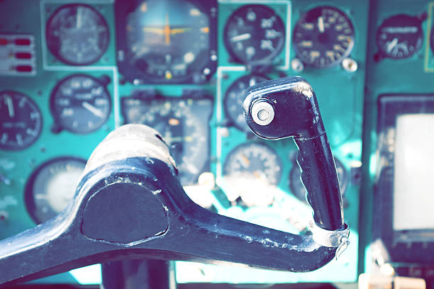 istock Vintage tinted aircraft control stick 491727459