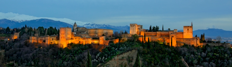View on the old town of Granada, characterized by whitewashed buildings and narrow streets (5 shots stitched)