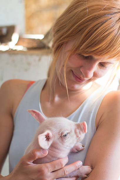 istock Girl and piglet 491729006