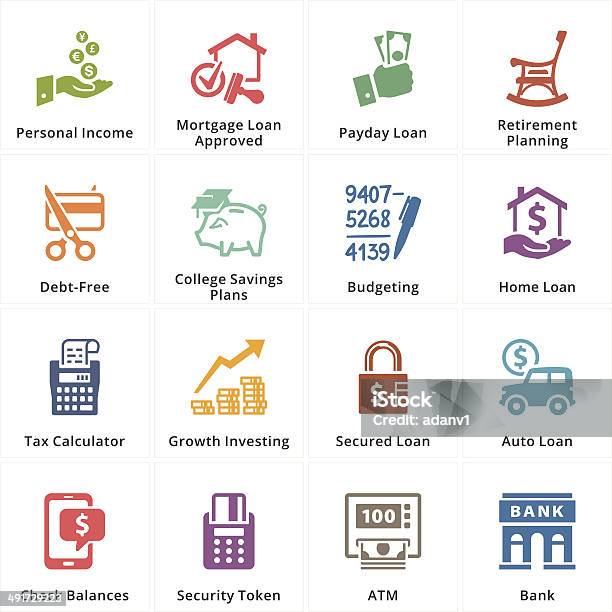 Ilustración de De Negocios Finanzas Personales Iconosset 2 y más Vectores Libres de Derechos de Actividades bancarias - Actividades bancarias, Ahorros, Banca electrónica