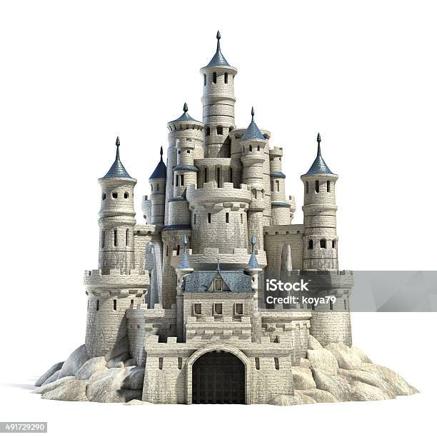 Castle 3d Illustration Stock Photo - Download Image Now - Castle, Cut Out, Three Dimensional