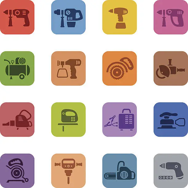 Vector illustration of Colorful Power Tools Icon Set