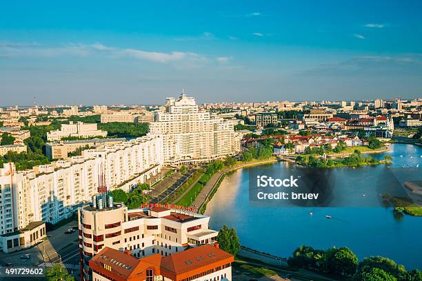 Aerial View Cityscape Of Minsk Belarus Stock Photo - Download Image Now - Minsk, Belarus, 2015