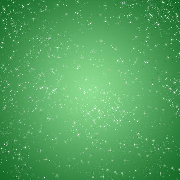 istock Shiny green winter holidays background with sparkling stars 491729624