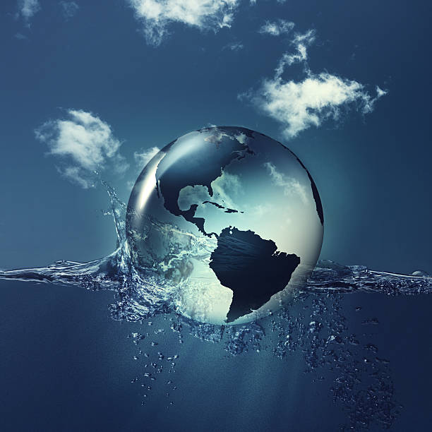 istock Save the planet. Earth globe on the water waves 491731048