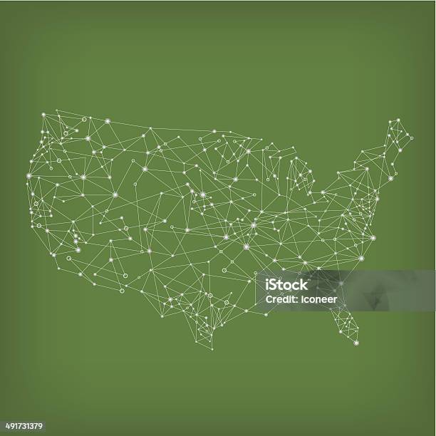 Usa Network Karte Grün Stock Vektor Art und mehr Bilder von Abstrakt - Abstrakt, Amerikanische Kontinente und Regionen, Gemeinschaft