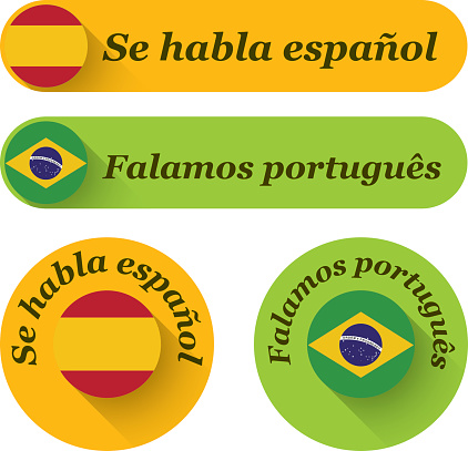 Simple and flat styled Spanish and Portuguese signs. CMYK Ai10 vector illustration.