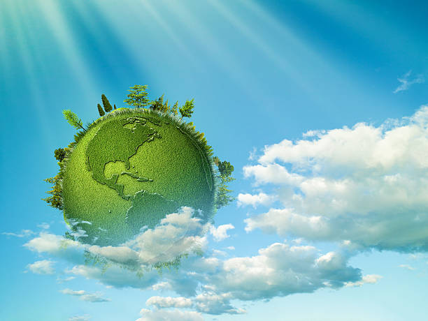 istock Green planet. Abstract eco backgrounds with blue skies, clouds a 491732220