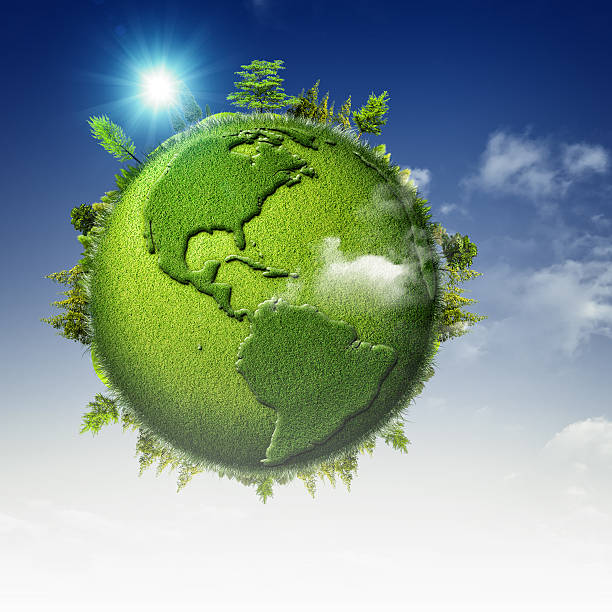 istock Green planet. Abstract eco backgrounds with blue skies, clouds a 491732278