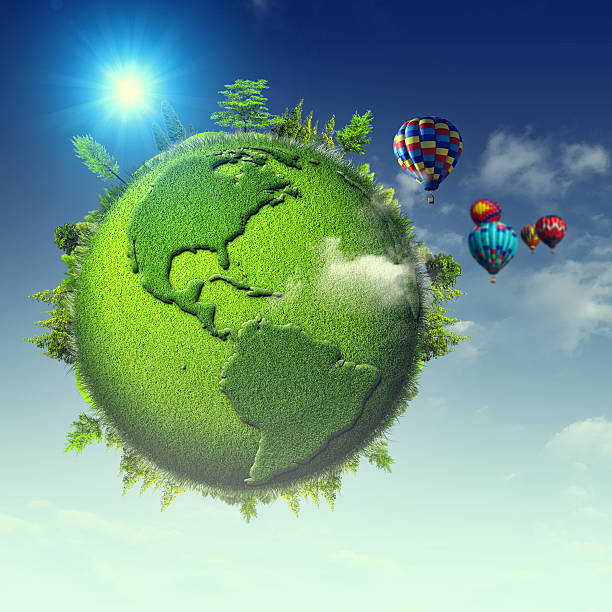 istock Green planet. Abstract eco backgrounds with blue skies, clouds a 491732324