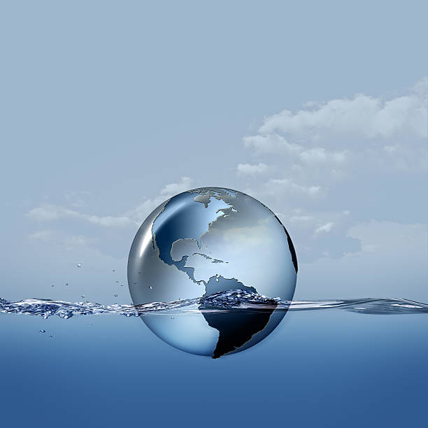 istock Earth planet on the water waves, abstract eco backgrounds 491732682