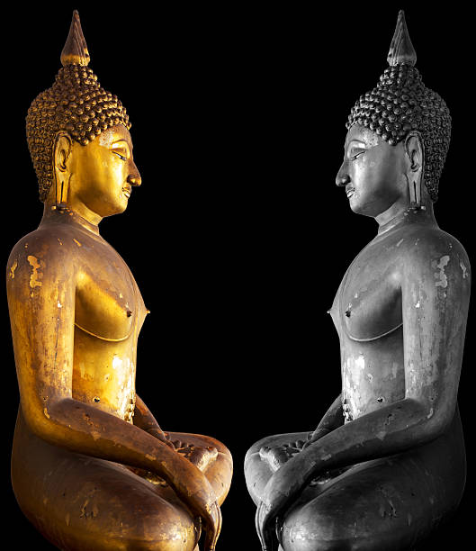 istock Golden and Black Buddha Statue , isolated 491733039