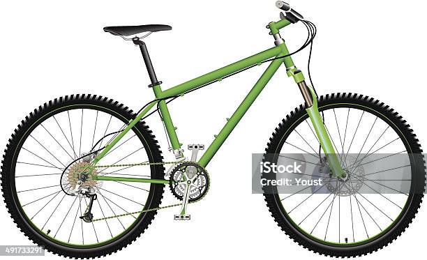 Green Mountain Bike - Stockowe grafiki wektorowe i więcej obrazów Bicykl - Bicykl, Jeździć na rowerze, Rower górski