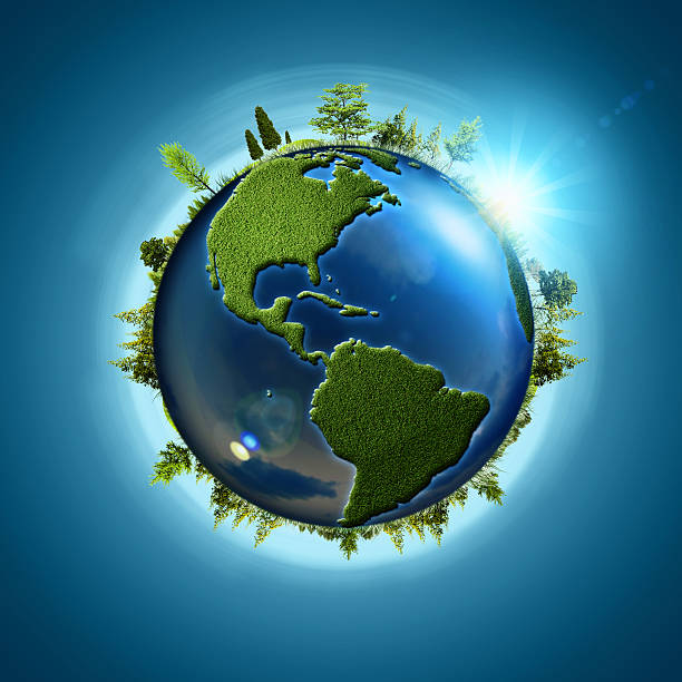 istock Blue planet. Abstract eco backgrounds with Earth globe and fores 491746962