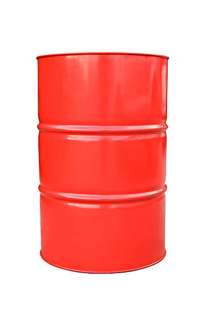 istock Red metal barrel isolated on white. 491749082