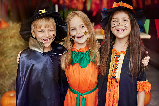 istock Cheerful children with Halloween face paint 491749284