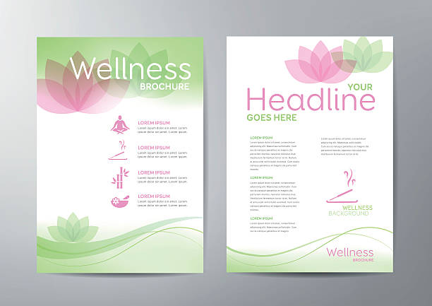 Wellness Brochure Wellness brochure template - for relaxation, healthcare, medical topics. yoga flyer template stock illustrations