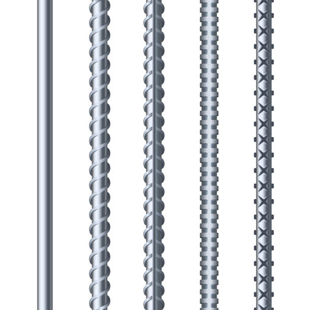 ilustrações, clipart, desenhos animados e ícones de sreel rebars situado no fundo branco. metal armature. vetor - industry construction concrete rod