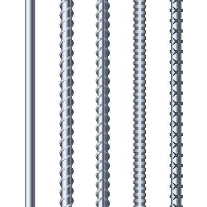 Sreel Rebars Set on White Background. Construction Metal Armature. Vector illustration