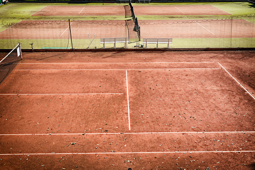 Empty Tennis Clay Court.