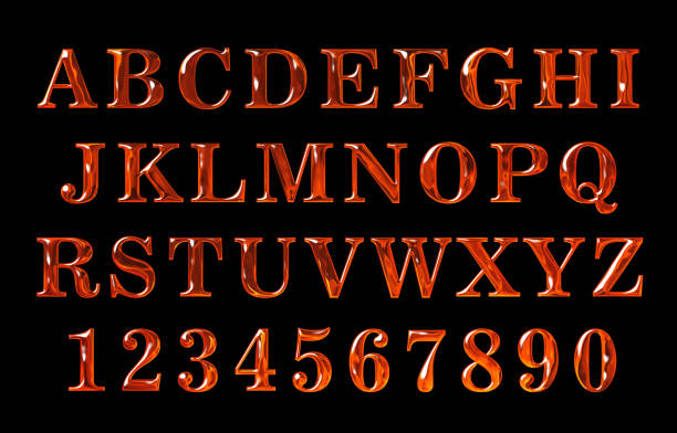 istock fire text. Alphabet of fire. red-hot metal text 491760638