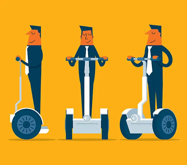 Vector illustration of Businessman on segway