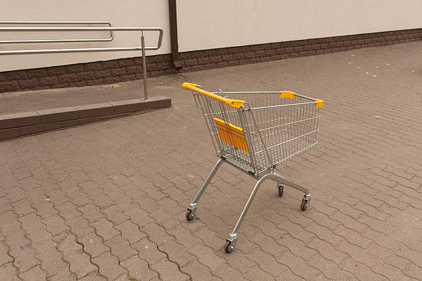 istock Shopping cart trolley standing outside. 491762482