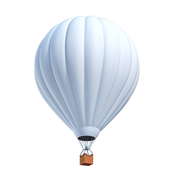 globo aerostático de aire caliente ilustración 3d - hot air balloon fotos fotografías e imágenes de stock