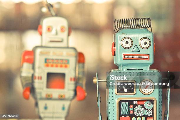 Old Classic Tin Toy Robots Stock Photo - Download Image Now - Retro Style, Old-fashioned, Robot