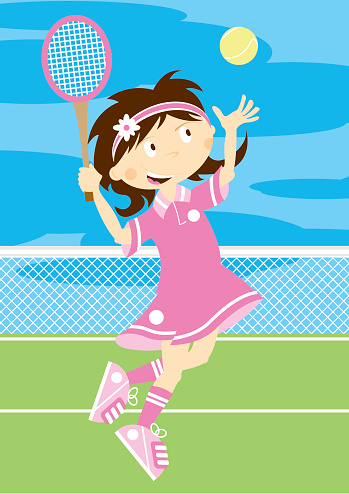 Cute Cartoon Tennis Girl