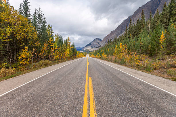 istock Road through the mountains in Canada Rockies 491766430