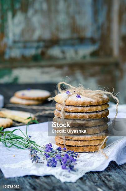 Shortbread Sable Stock Photo - Download Image Now - Lavender - Plant, Cookie, Shortbread