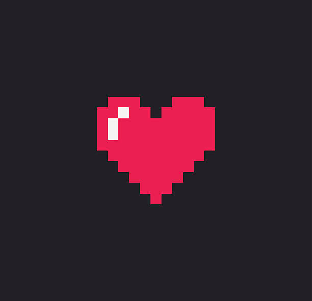 illustrazioni stock, clip art, cartoni animati e icone di tendenza di pixel cuore - white background love concepts shape