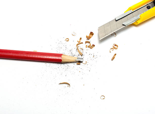 matita dei contorni coltelli - carpenters pencil foto e immagini stock