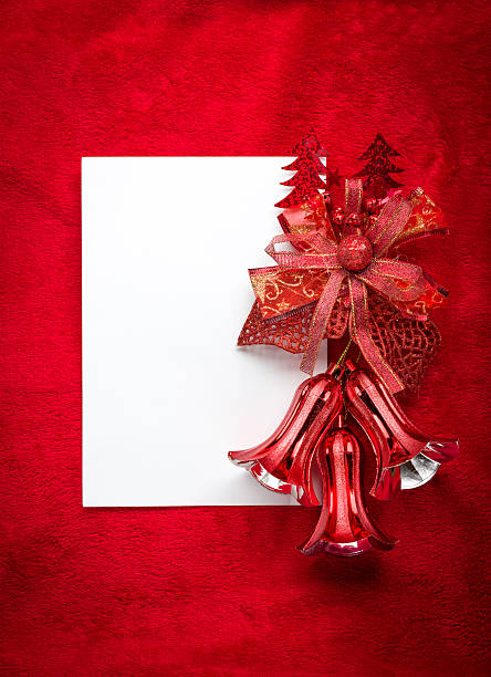 istock Christmas card blank white paper on red 491777292