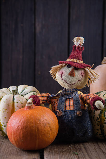 istock funny scarecrow with pumpkins 491779970