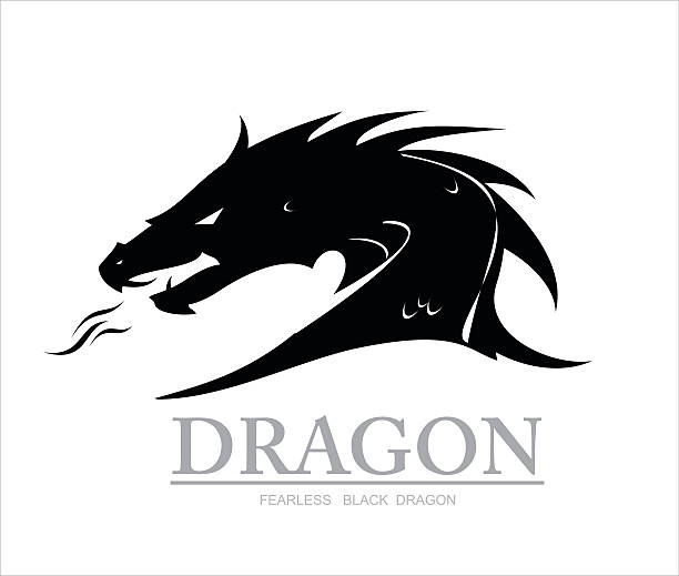 dragon, black dragon. dragon head vector art illustration