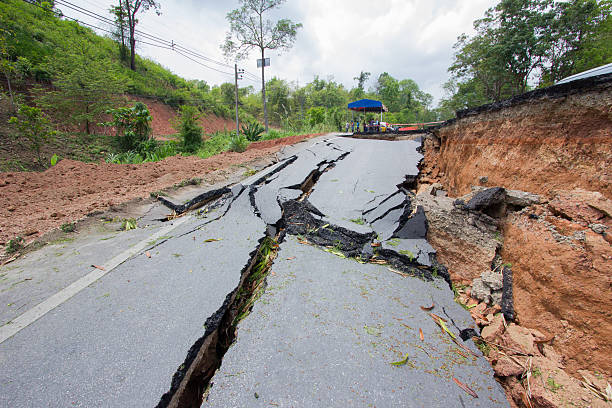 istock broken road by an earthquake in Chiang Rai, thailand 491782425