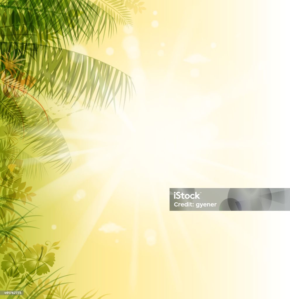 tropical holiday drawn of vector holiday background.This file has been used illustrator cs3 EPS10 version feature of multiply. Sun stock vector