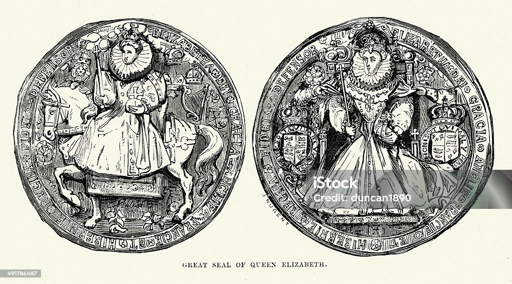 Seal of Queen Elizabeth I - Lizenzfrei Elisabethanischer Stil Stock-Illustration