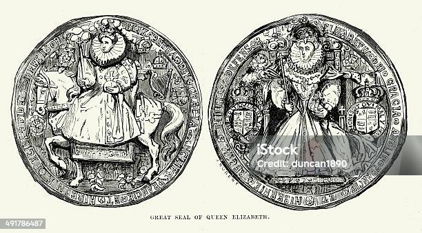 직인 Of Queen Elizabeth I 엘리자베스 양식에 대한 스톡 벡터 아트 및 기타 이미지 - 엘리자베스 양식, 고풍스런, 골동품