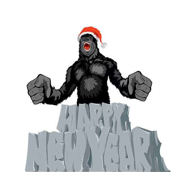 обезьяны. новый год - happy new year stock illustrations