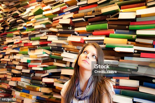 Girl In A Library Stock Photo - Download Image Now - Adult, Book, Education
