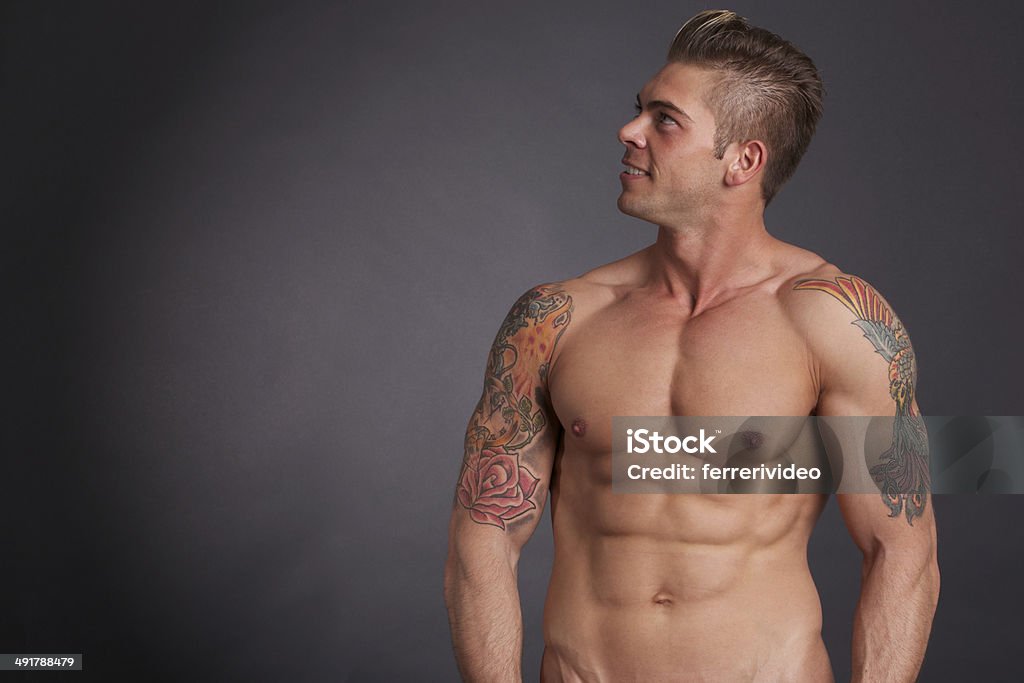 muscular male model Abdomen Stock Photo