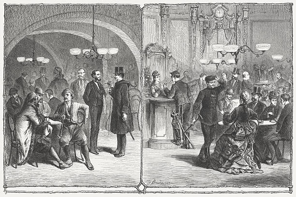 istock Viennese coffee houses, 19th century, wood engraving, published in 1876 491788767