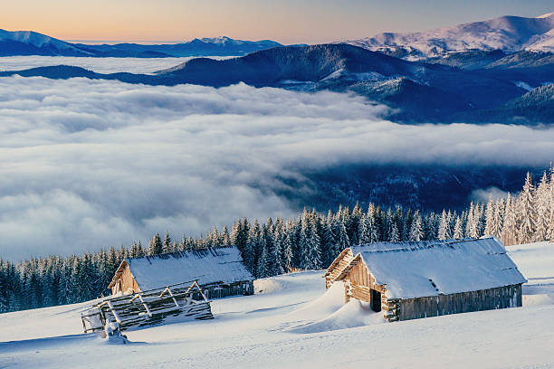 istock chalets in the mountains at sunset 491789232