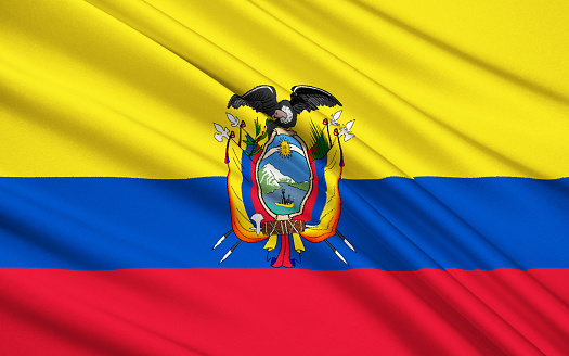 The national flag of Republic of Ecuador, Quito