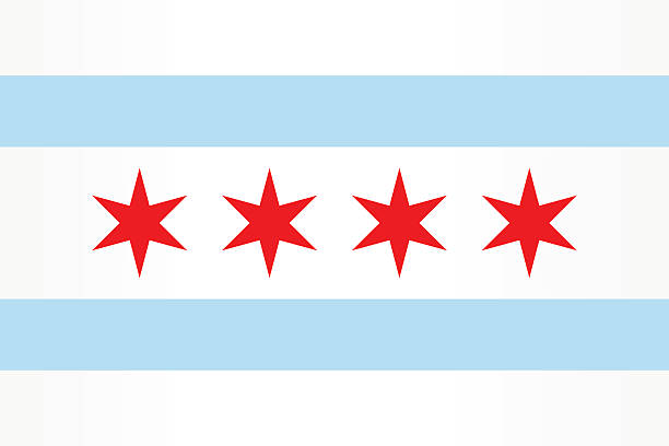 ilustraciones, imágenes clip art, dibujos animados e iconos de stock de bandera de chicago - chicago