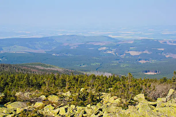 View from the summit of the Brocken in national park Harz, Germany